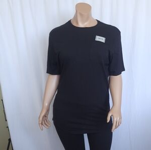 Black Unisex Long Body Pocket T-Shirt